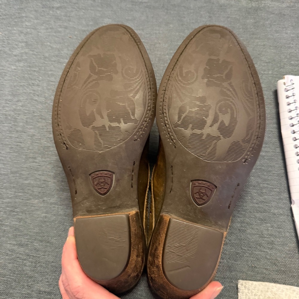 Ariat Womens Distressed Tan‎ Leather Western Mules Floral Embroidered Clogs 8.5M - Picture 5 of 6